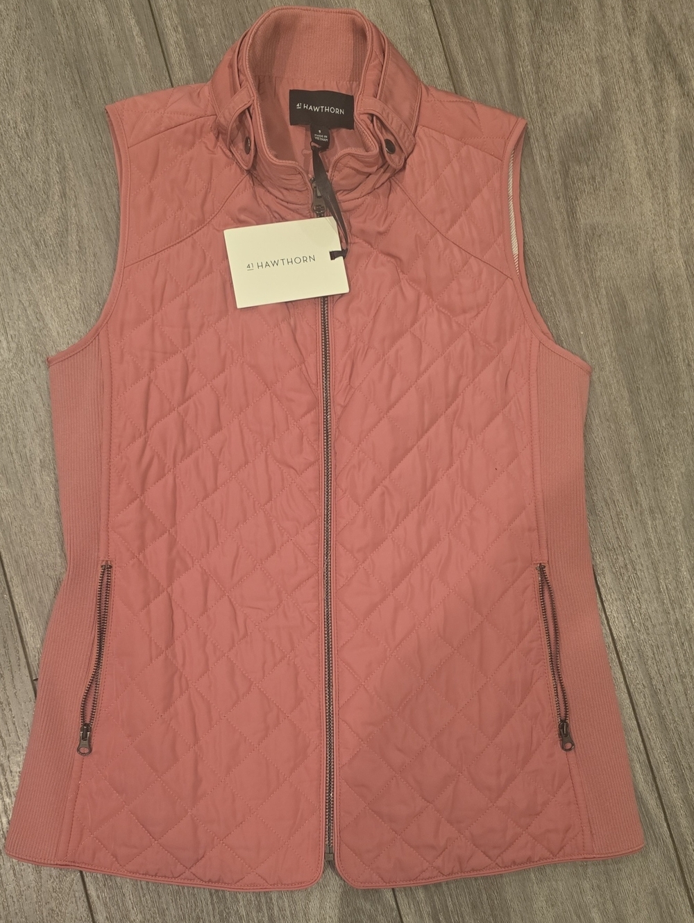 NWT 41 Hawthorn Quilted Sleeveless Vest in Dusty Rose